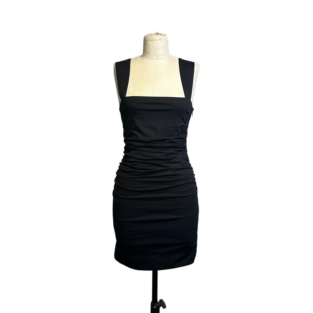 Desiree Deravi Ruched Mini Dress in Black